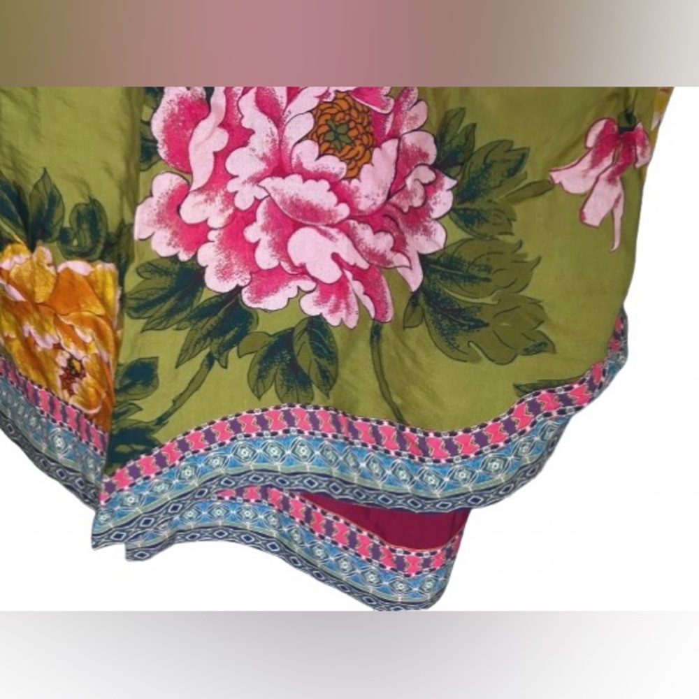 Sundance Skirt Small Floral Wrap Boho Midi Designer Green Pink Red Patterned - Picture 4 of 11